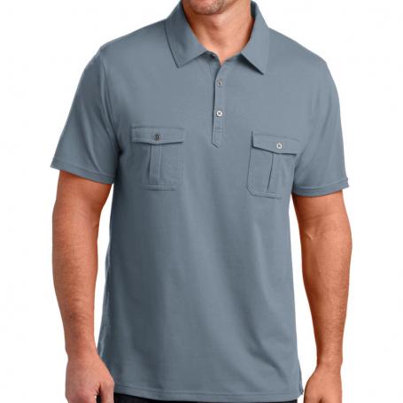 District Made Mens Jersey Double Pocket Polo
