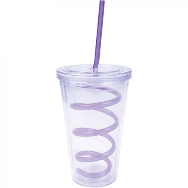 Acylic Tumbler With Swirly Straw SilkLetter