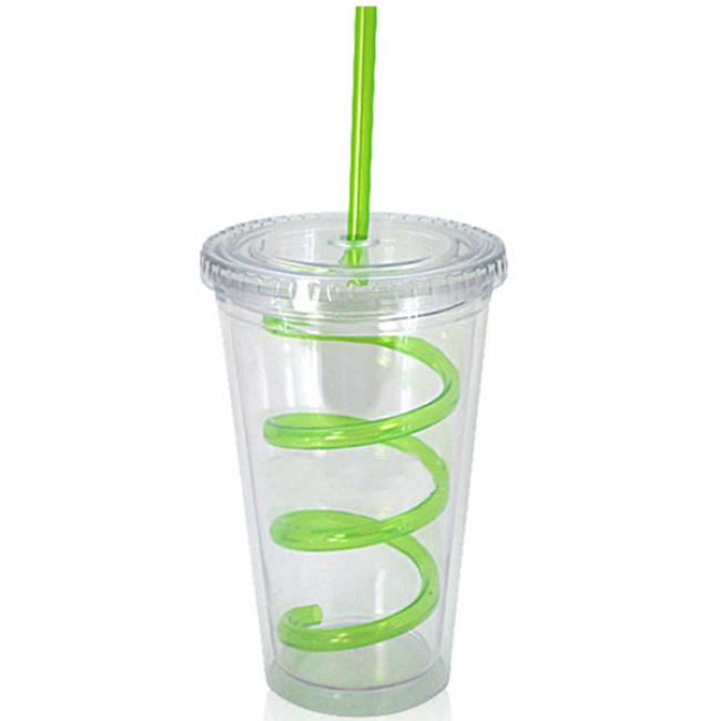 Acylic Tumbler With Swirly Straw SilkLetter