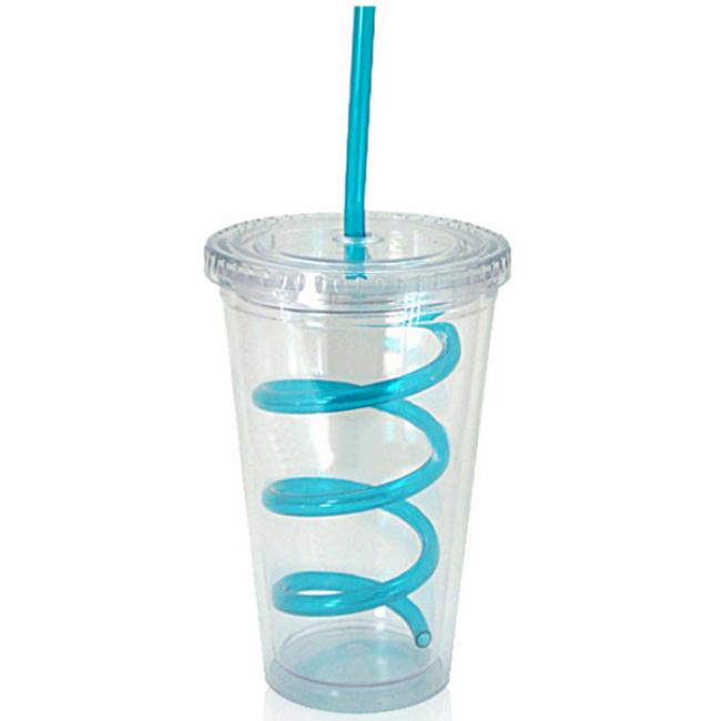 Acylic Tumbler With Swirly Straw SilkLetter