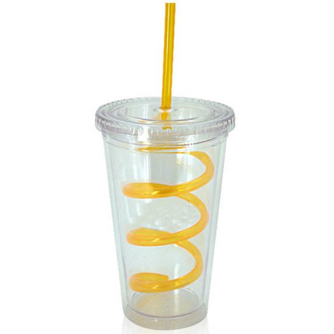 Acylic Tumbler With Swirly Straw SilkLetter